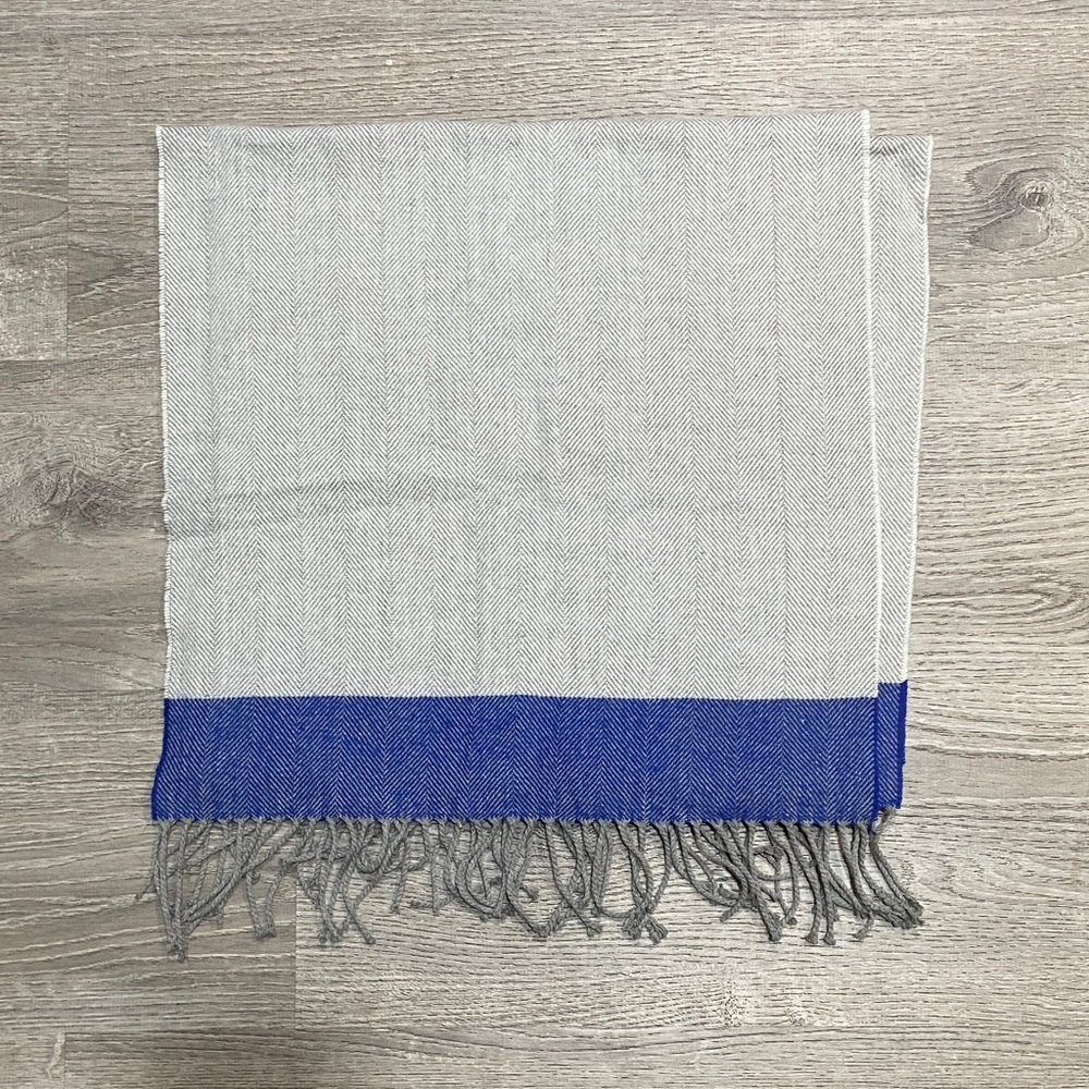 Banana Republic Gray and Blue Fringed Scarf
